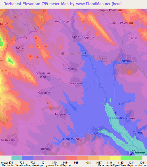 Rezhantsi,Bulgaria Elevation Map