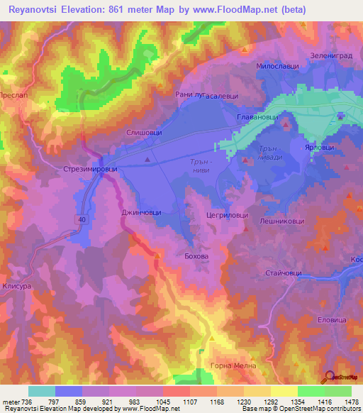Reyanovtsi,Bulgaria Elevation Map