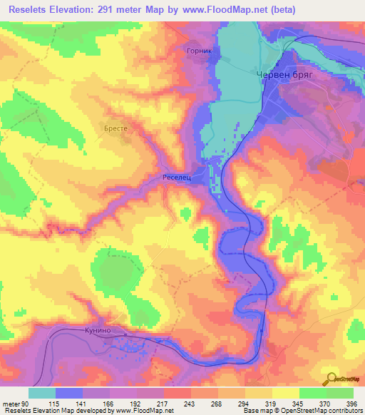 Reselets,Bulgaria Elevation Map
