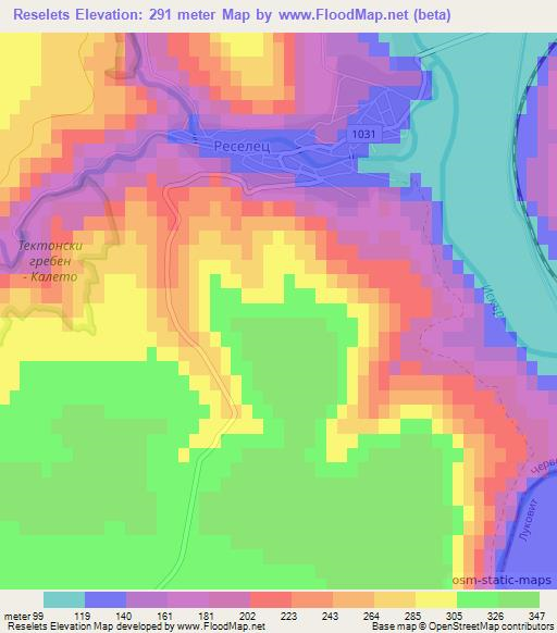 Reselets,Bulgaria Elevation Map