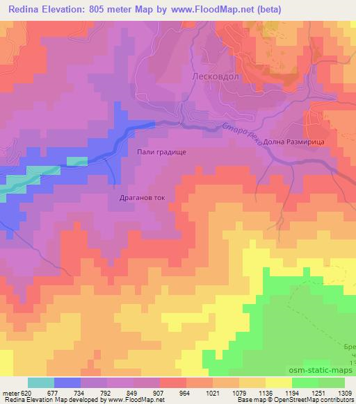 Redina,Bulgaria Elevation Map