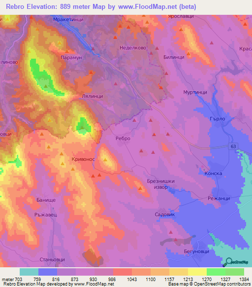 Rebro,Bulgaria Elevation Map