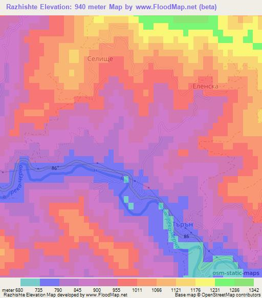Razhishte,Bulgaria Elevation Map