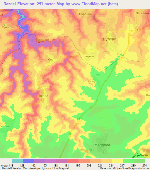 Razdel,Bulgaria Elevation Map