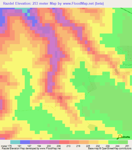 Razdel,Bulgaria Elevation Map