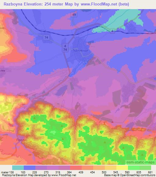 Razboyna,Bulgaria Elevation Map