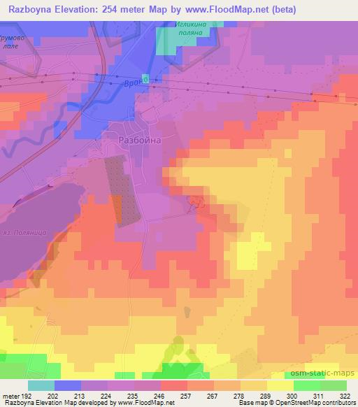 Razboyna,Bulgaria Elevation Map