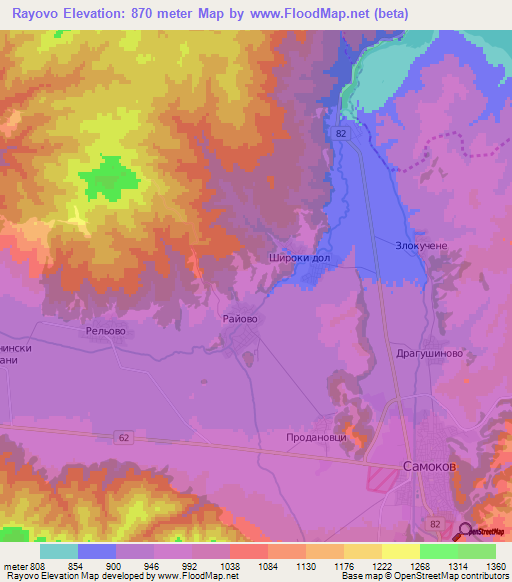 Rayovo,Bulgaria Elevation Map