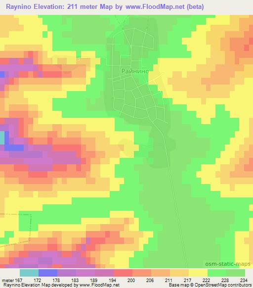 Raynino,Bulgaria Elevation Map