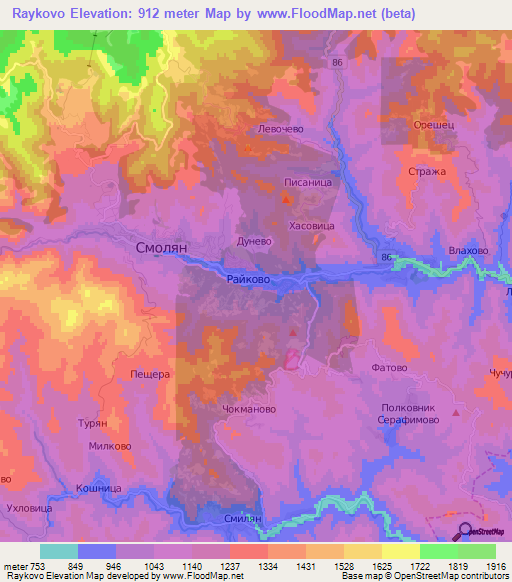 Raykovo,Bulgaria Elevation Map