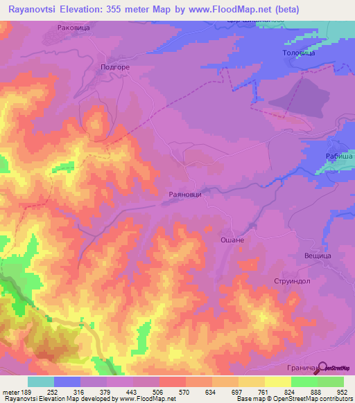 Rayanovtsi,Bulgaria Elevation Map