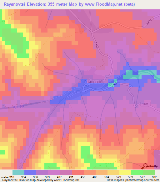 Rayanovtsi,Bulgaria Elevation Map