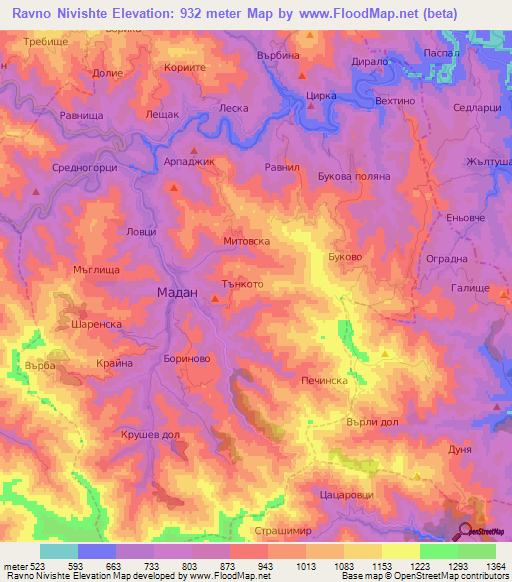Ravno Nivishte,Bulgaria Elevation Map