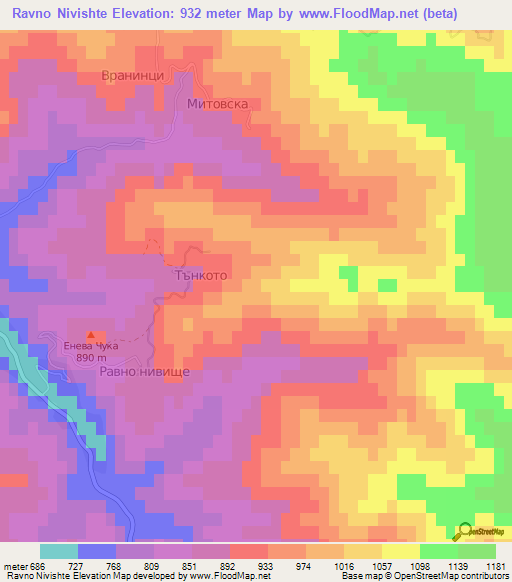 Ravno Nivishte,Bulgaria Elevation Map
