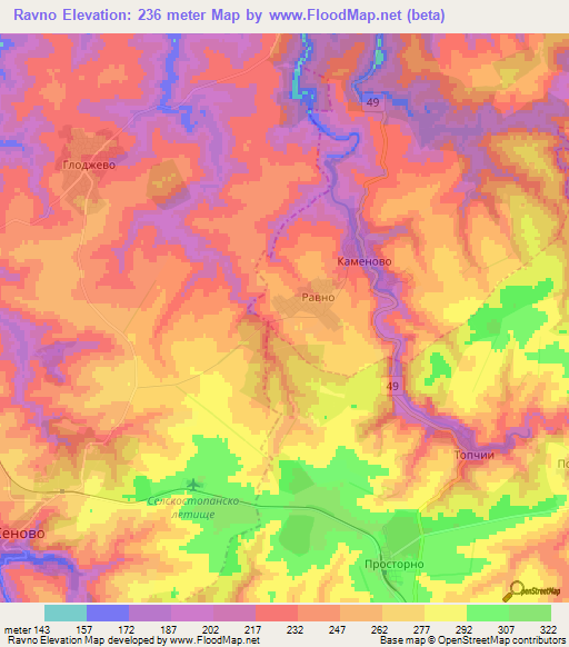 Ravno,Bulgaria Elevation Map