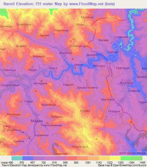 Ravnil,Bulgaria Elevation Map