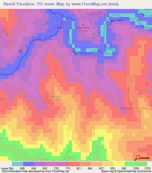 Ravnil,Bulgaria Elevation Map