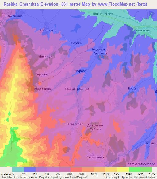 Rashka Grashtitsa,Bulgaria Elevation Map