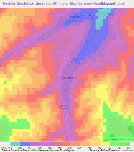 Rashka Grashtitsa,Bulgaria Elevation Map