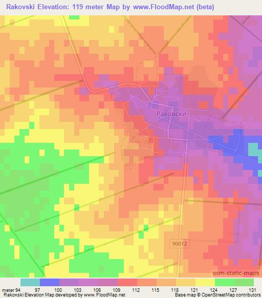 Rakovski,Bulgaria Elevation Map