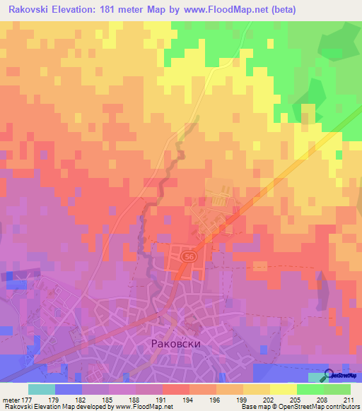 Rakovski,Bulgaria Elevation Map