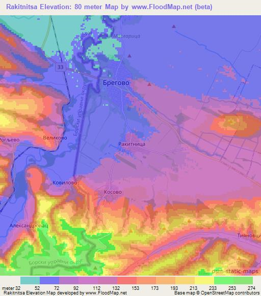Rakitnitsa,Bulgaria Elevation Map