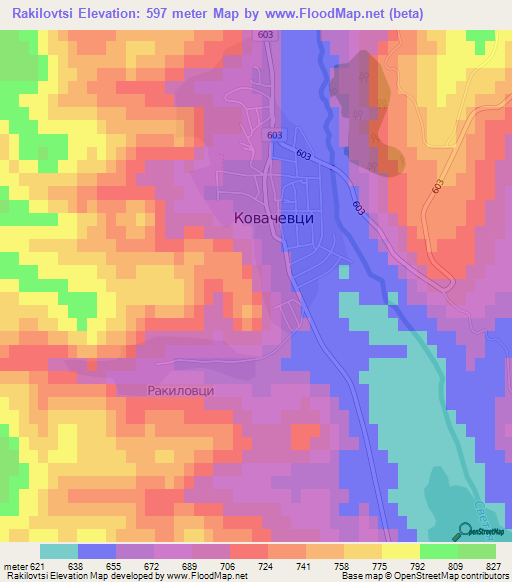 Rakilovtsi,Bulgaria Elevation Map