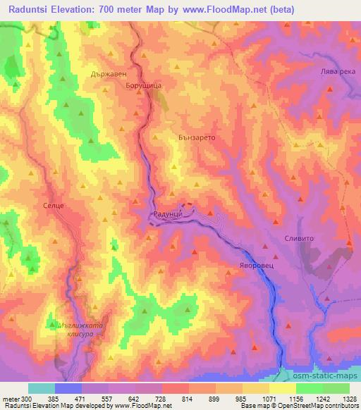 Raduntsi,Bulgaria Elevation Map