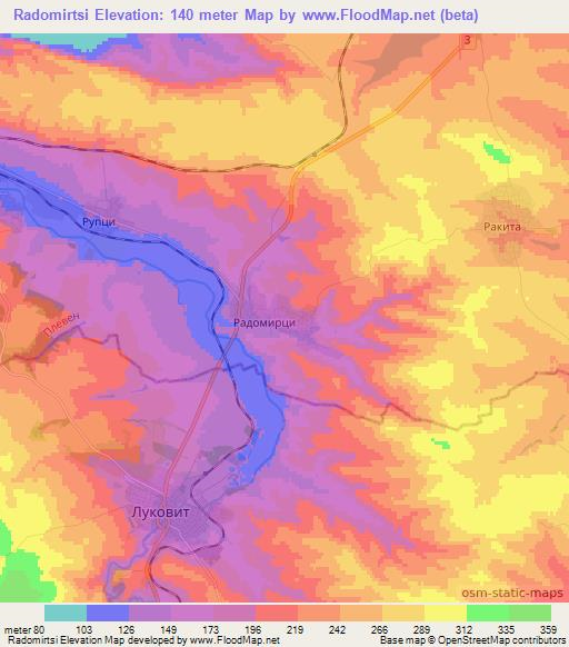 Radomirtsi,Bulgaria Elevation Map