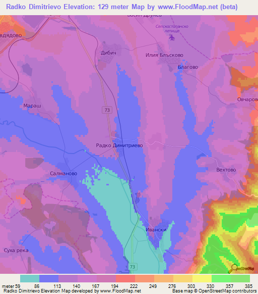 Radko Dimitrievo,Bulgaria Elevation Map