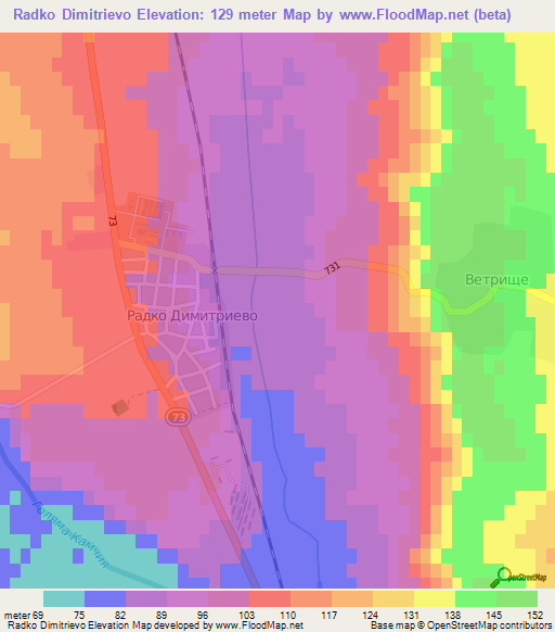 Radko Dimitrievo,Bulgaria Elevation Map