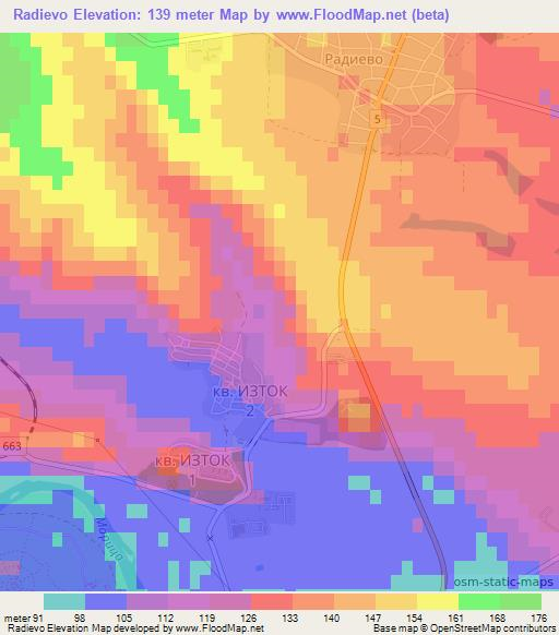 Radievo,Bulgaria Elevation Map