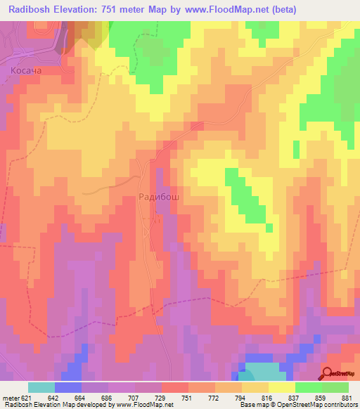 Radibosh,Bulgaria Elevation Map