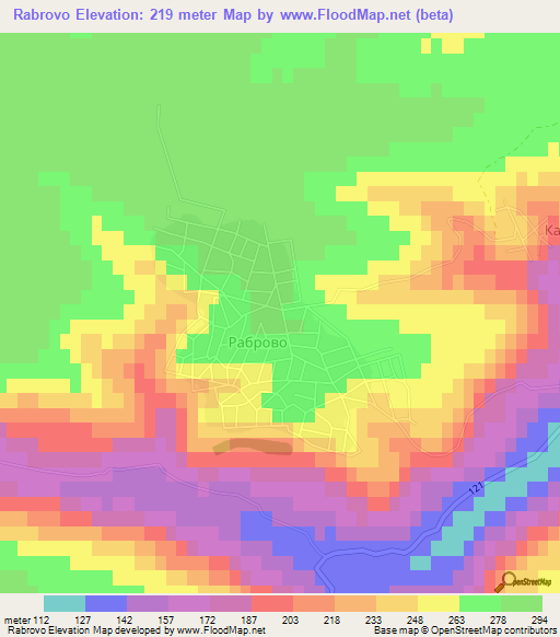 Rabrovo,Bulgaria Elevation Map