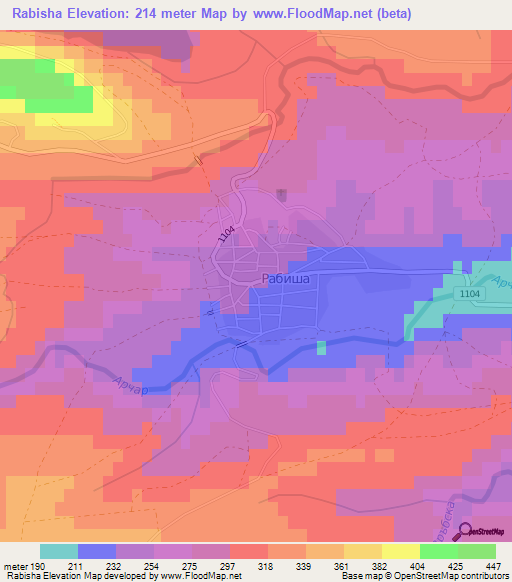Rabisha,Bulgaria Elevation Map