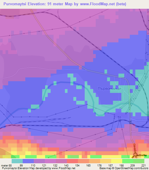 Purvomaytsi,Bulgaria Elevation Map