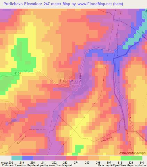 Purlichevo,Bulgaria Elevation Map