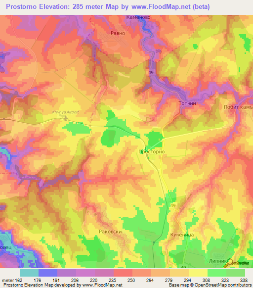 Prostorno,Bulgaria Elevation Map