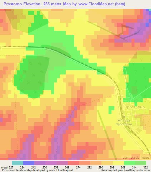 Prostorno,Bulgaria Elevation Map