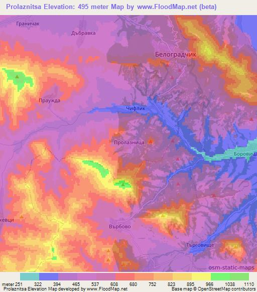 Prolaznitsa,Bulgaria Elevation Map