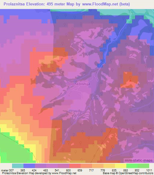 Prolaznitsa,Bulgaria Elevation Map