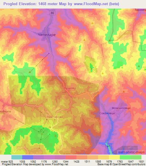Progled,Bulgaria Elevation Map