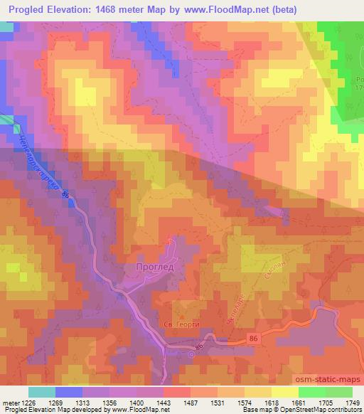 Progled,Bulgaria Elevation Map