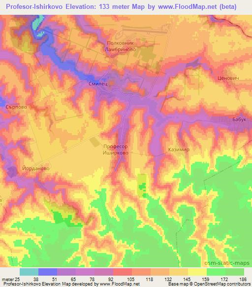 Profesor-Ishirkovo,Bulgaria Elevation Map