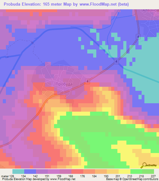 Probuda,Bulgaria Elevation Map