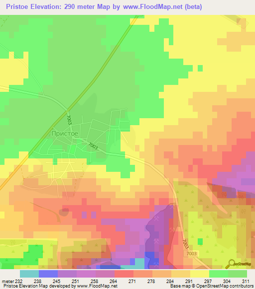 Pristoe,Bulgaria Elevation Map