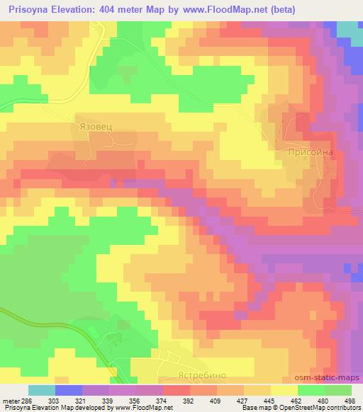 Prisoyna,Bulgaria Elevation Map