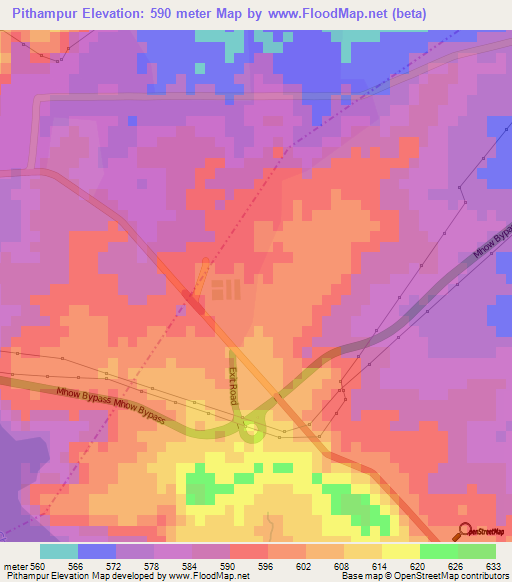 Pithampur,India Elevation Map
