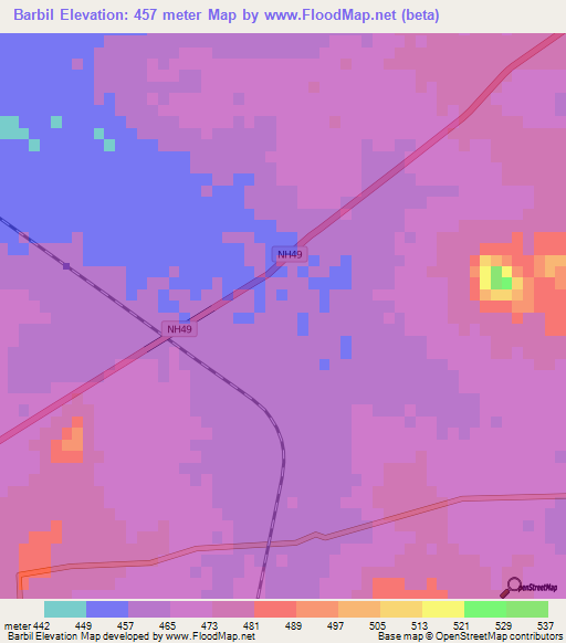Barbil,India Elevation Map