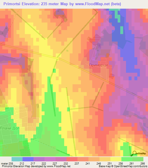 Primortsi,Bulgaria Elevation Map